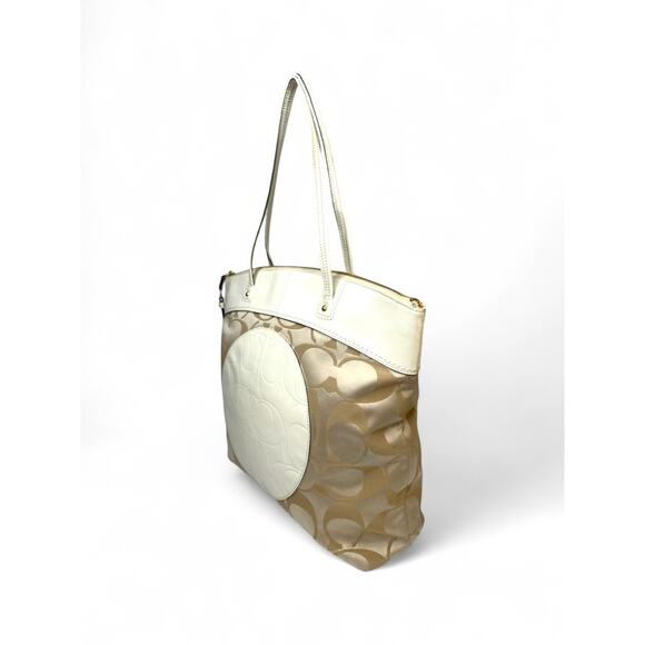 Coach Laura Signature Tan Monogram Tote Bag - Picture 8 of 10